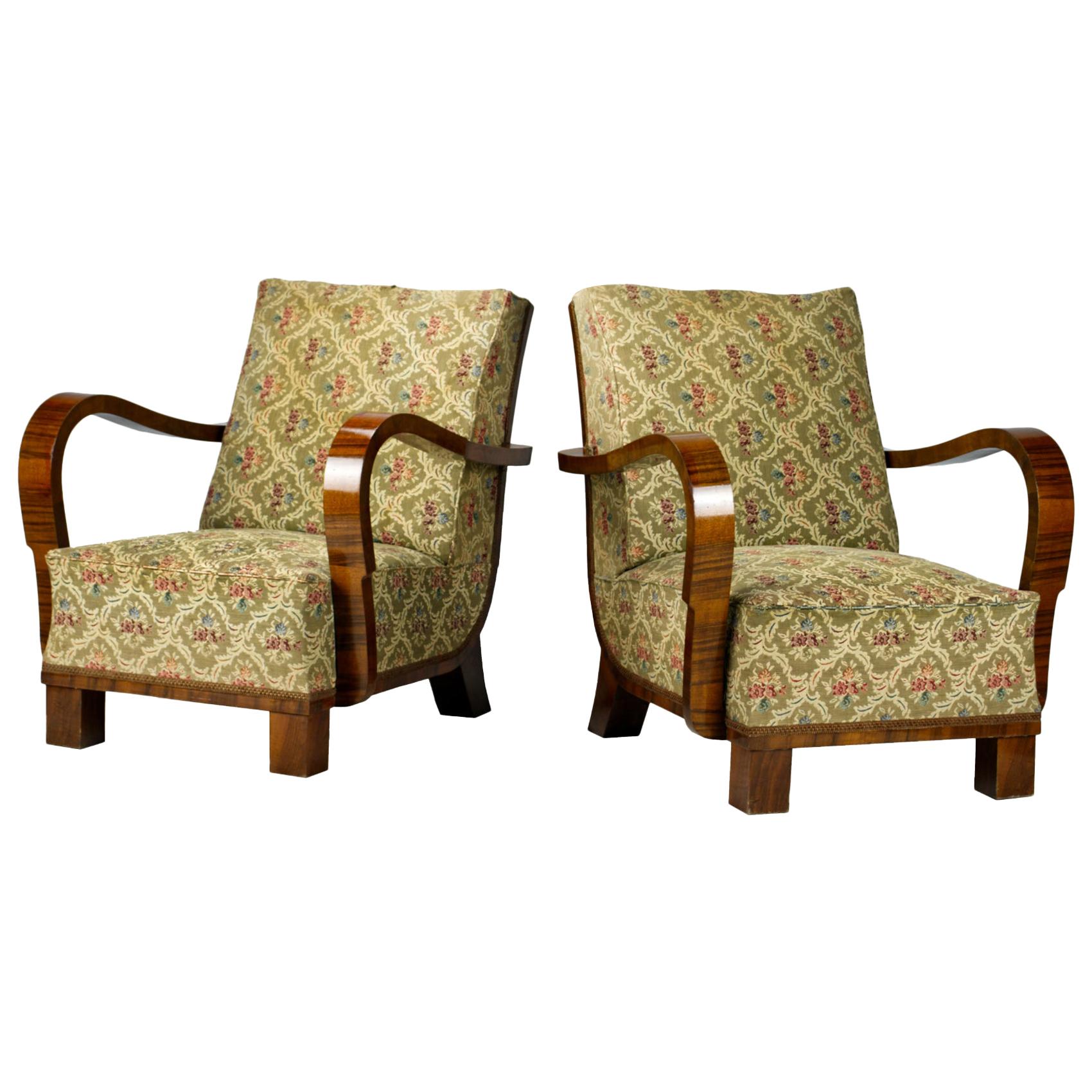 Pair of Art Deco Armchairs / Lounge Chairs, 1930s