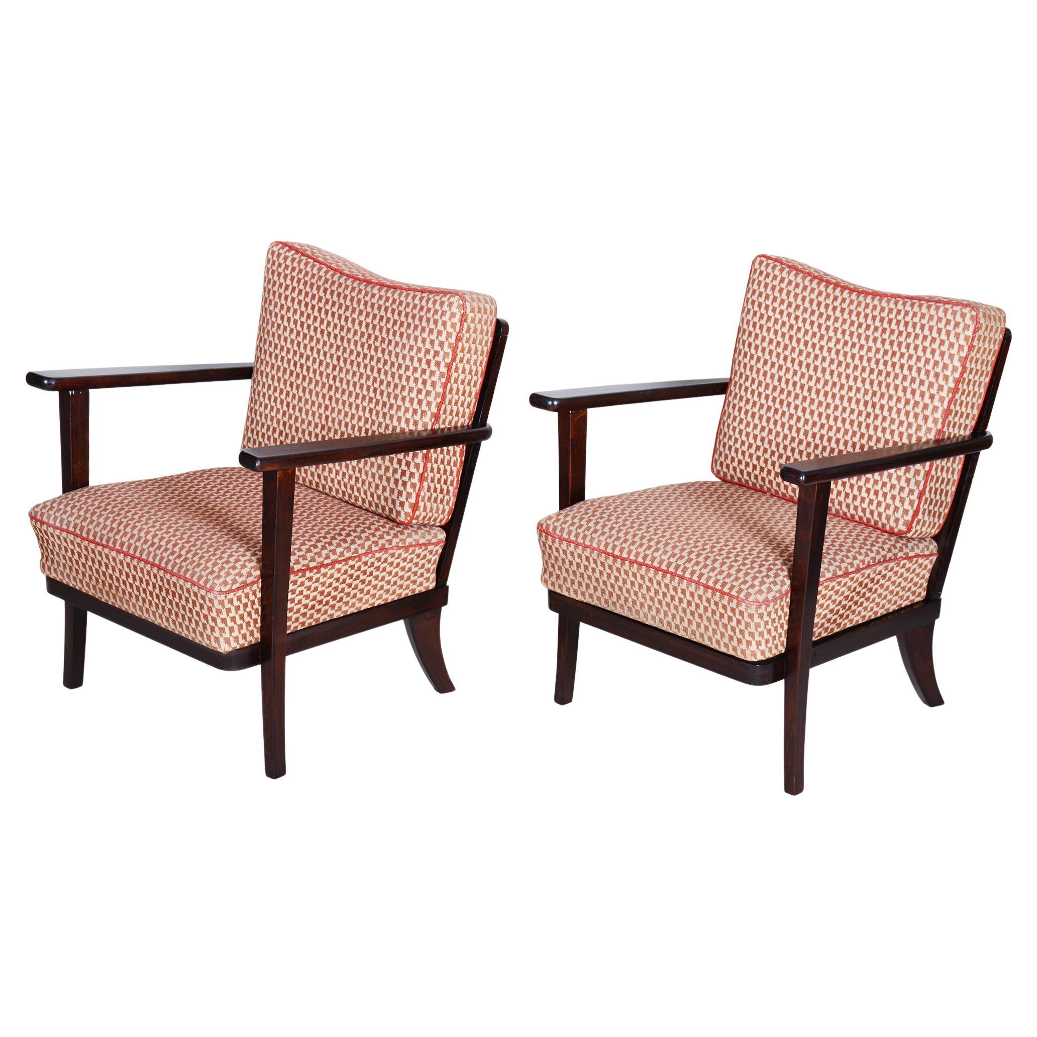 Pair of Art Deco Armchairs Made in the 1930s, Non Restored, Original Beech