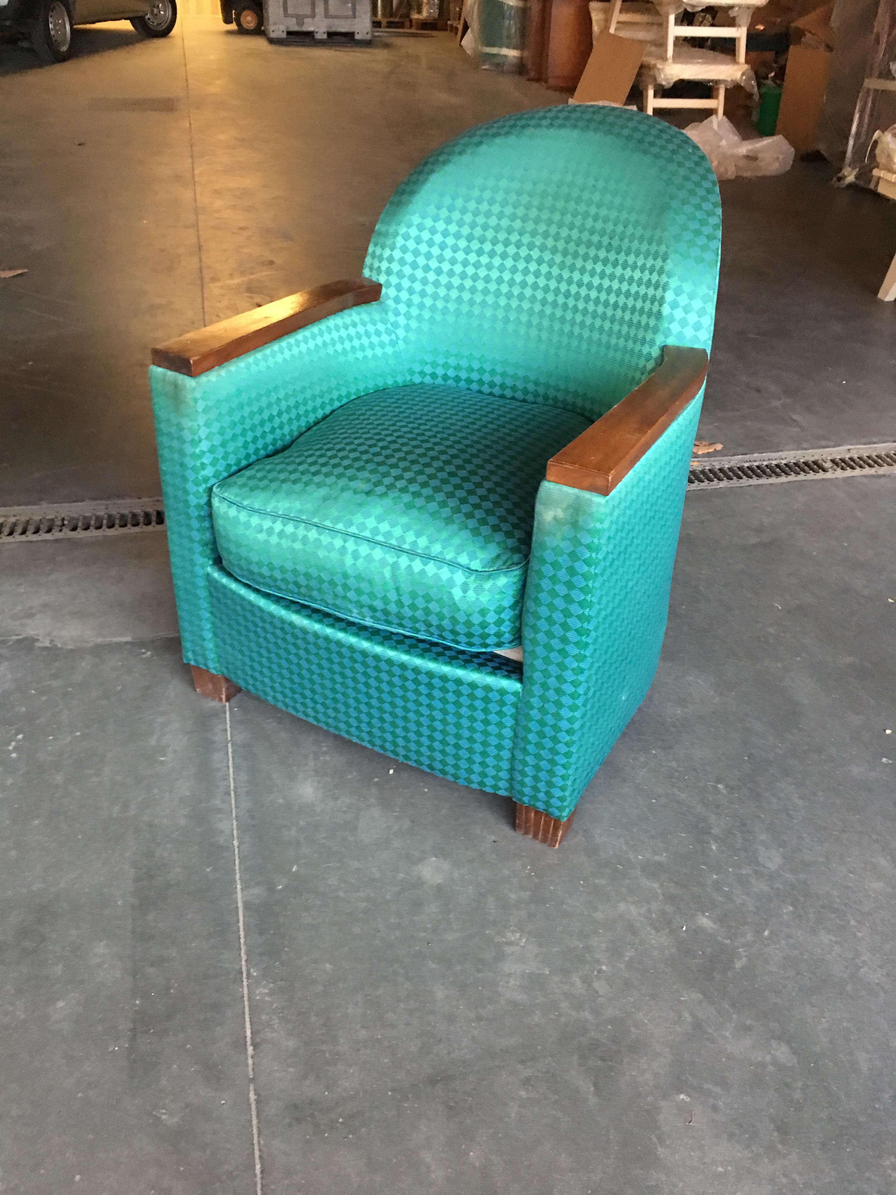 Pair of Art Deco Armchairs, Mahogany and Fabric, circa 1930 In Good Condition For Sale In Saint-Ouen, FR