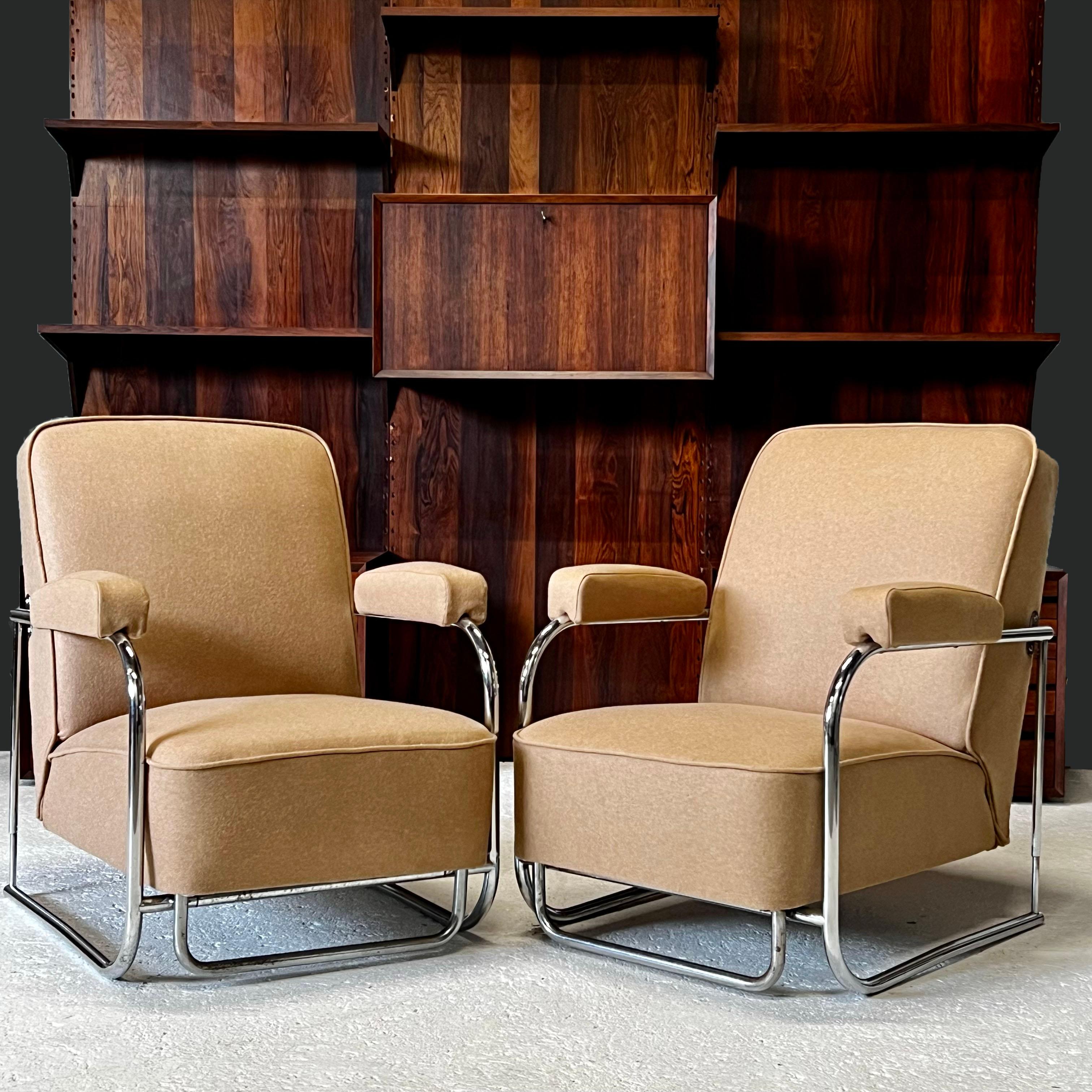 Pair of Art Déco armchairs reclining to form a chaise longue R.C. Coquery style 5
