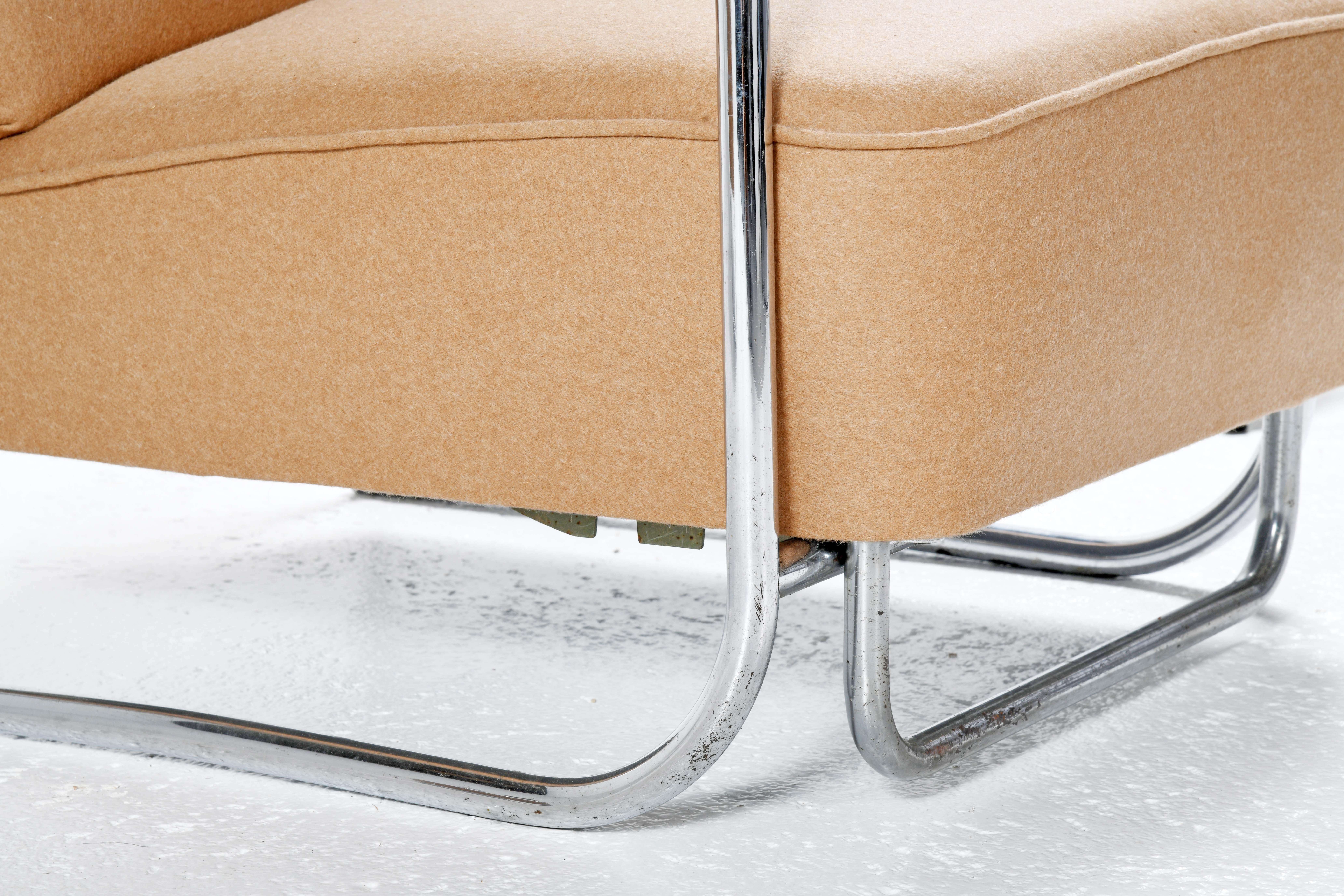 Pair of Art Déco armchairs reclining to form a chaise longue R.C. Coquery style 12