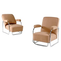 Pair of Art Déco armchairs reclining to form a chaise longue R.C. Coquery style