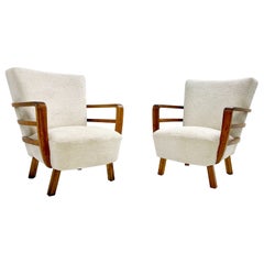 Pair of Art Deco Armchairs, Walnut, Hungary