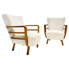 Pair of Art Deco Armchairs, Walnut, Hungary