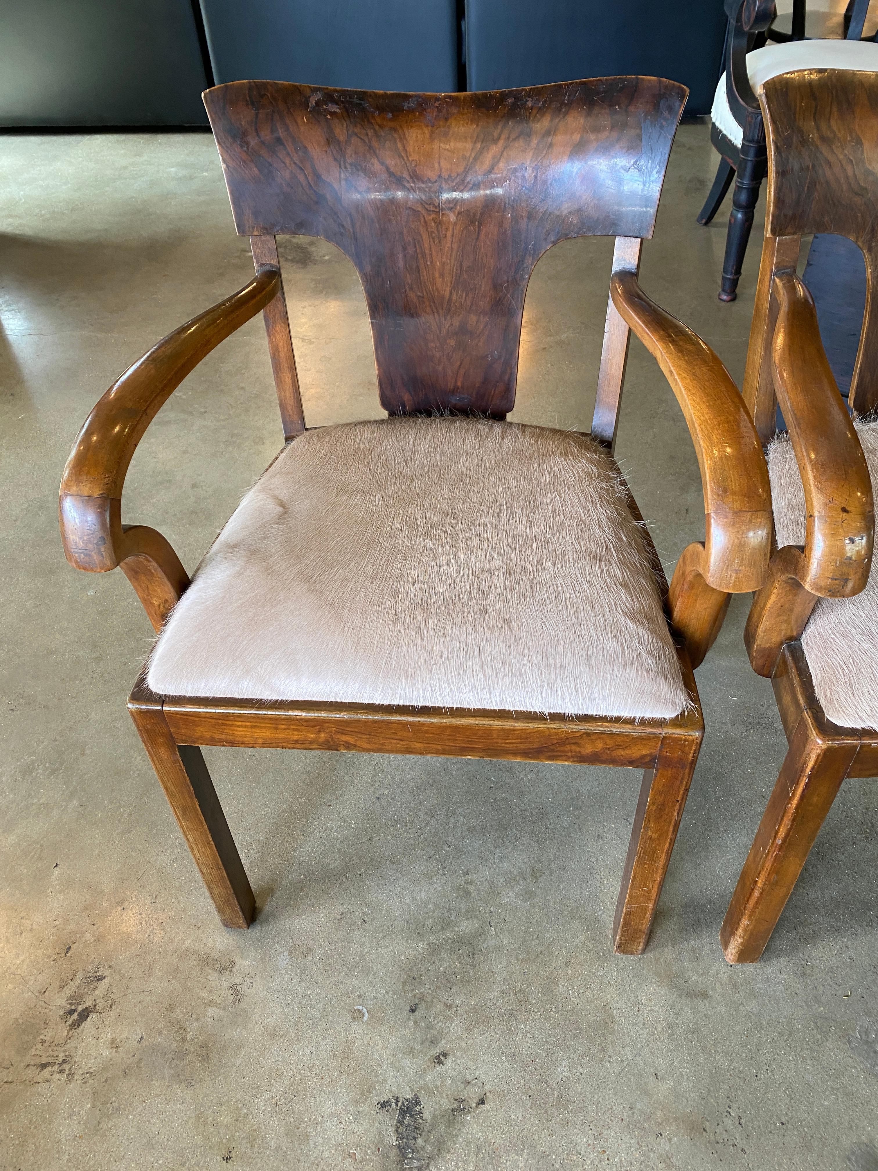 Pair of Art Deco Armchairs with Hide Seats 7
