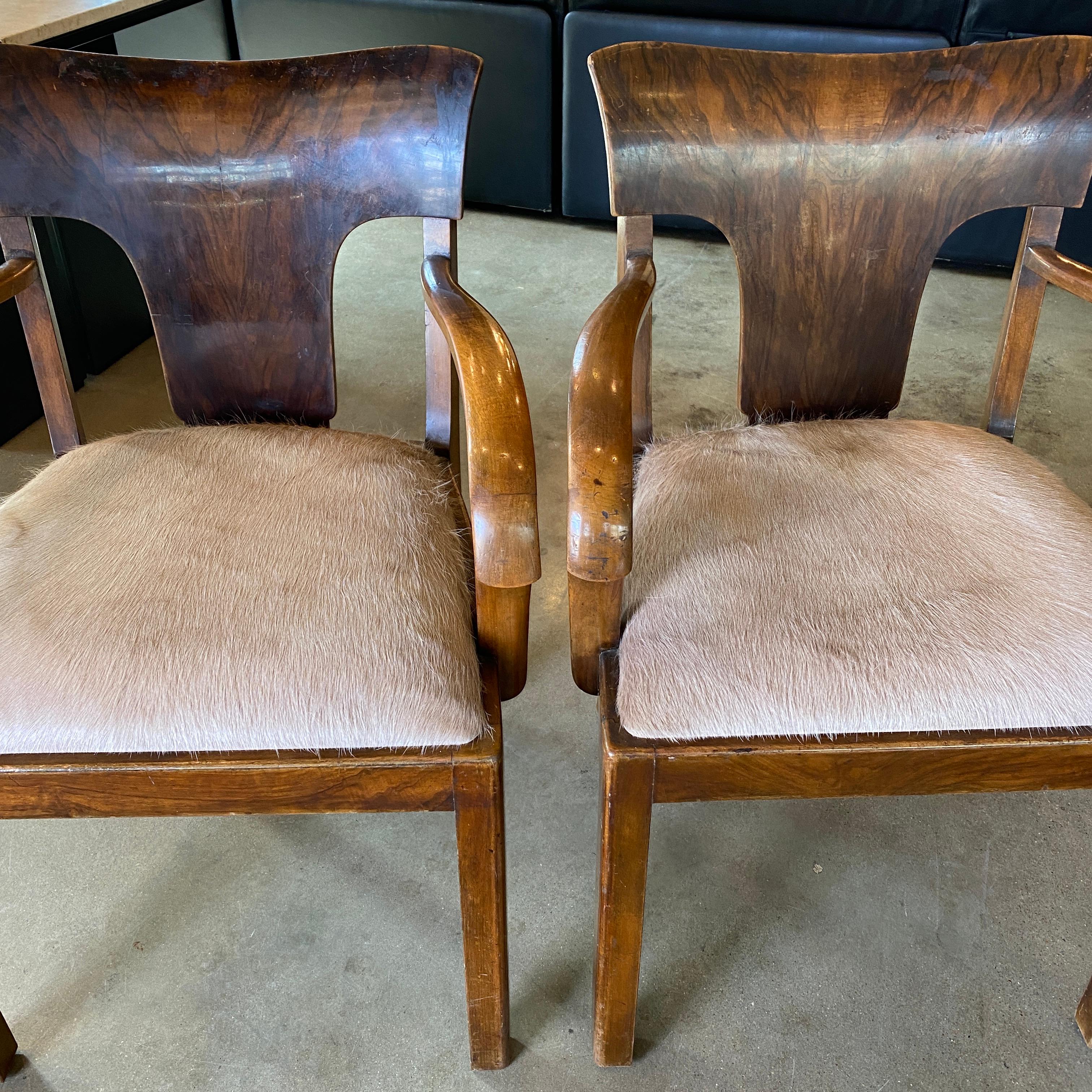 Pair of Art Deco Armchairs with Hide Seats In Good Condition In Austin, TX