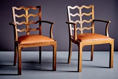 Pair of Art Deco Armchairs with Ladder Back Italy 1920s