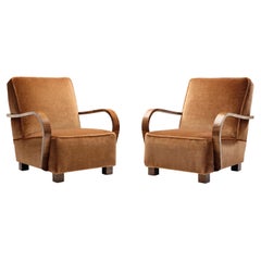 Pair of Art Deco Armchairs with Rounded Armrests, Europe, 20th century