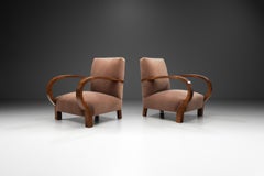Pair of Art Deco Armchairs with Walnut Veneer, Europe circa 1930s