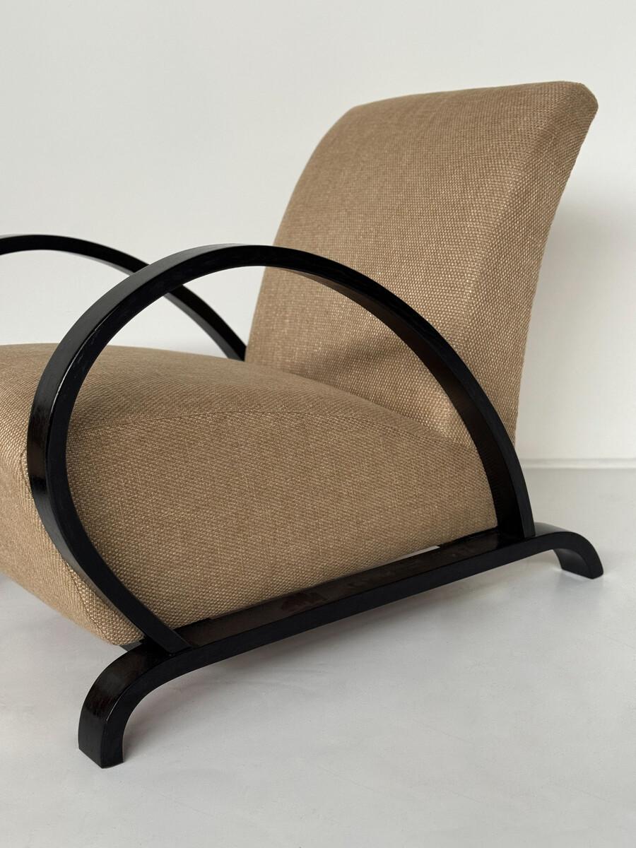 Européen Paire de fauteuils Art Déco, bois et tissu neufs en vente