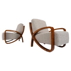 Paar Art-Déco-Sessel, Holz und Stoff – neue Polsterung