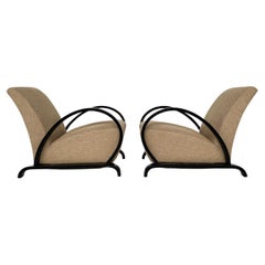 Paire de fauteuils Art Déco, bois et tissu neufs