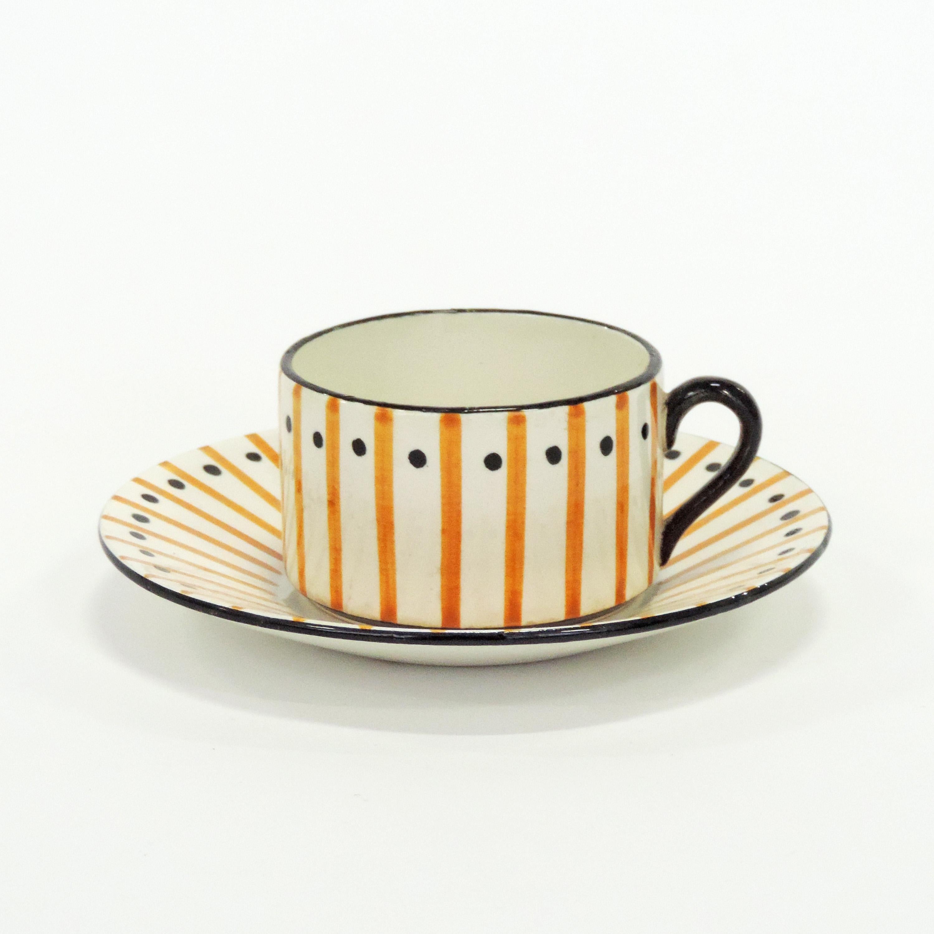 Ceramic Pair of Art Deco Atelier Primavera Tea Set, France, 1930s For Sale