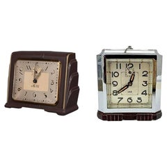 Pair Of Art Deco Bakelite and Chrome Clocks, c1930's