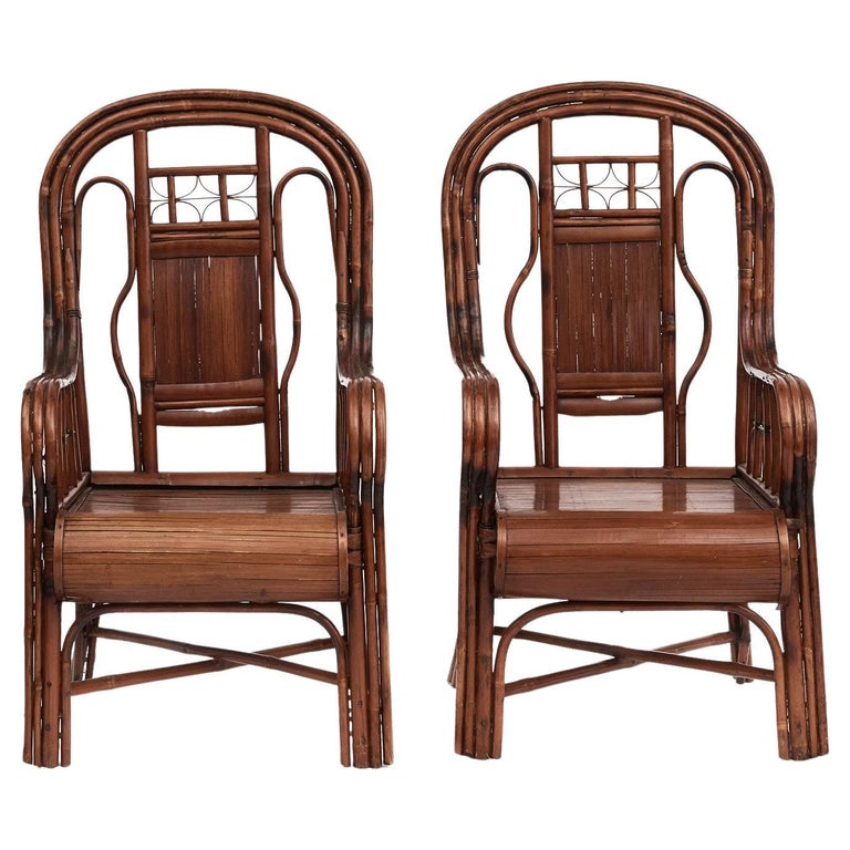 Paire de fauteuils Art Déco en bambou En vente sur 1stDibs