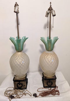 Pair of Art Deco Barovier Pineapple Lamps