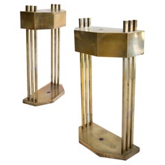 Pair of Art Deco Bauhaus Table Lamps in Brass by Marcel Breuer, Exposition 1925
