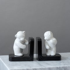Pair of Art Deco Bear Ceramic Bookends, Gmundner Keramik, Austria, 1930s