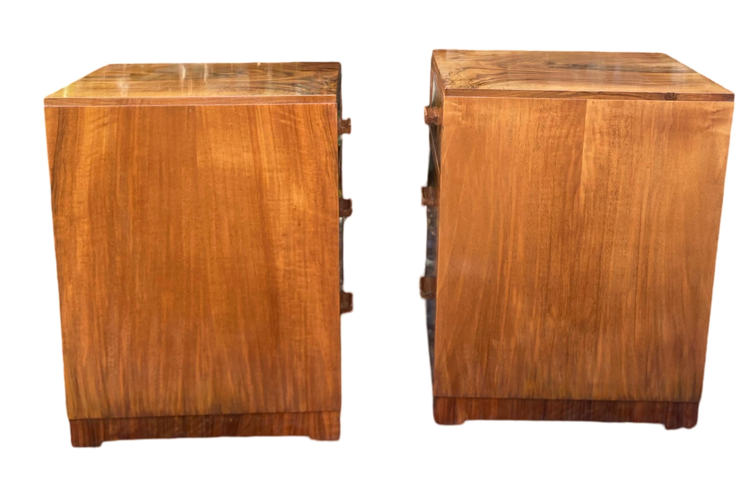 European Pair of Art Deco Bedside Cabinets by Heals For Sale