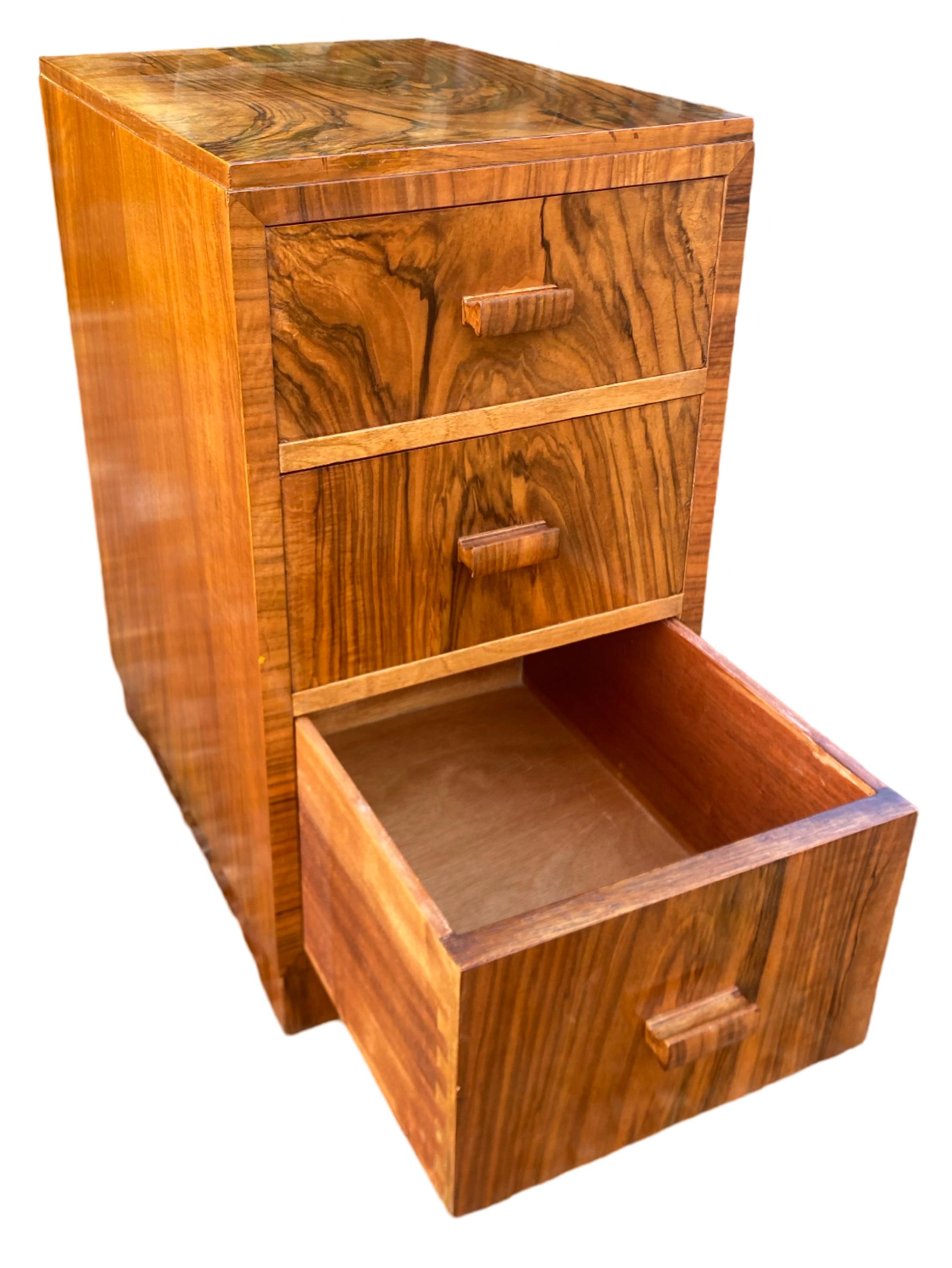 Macassar Pair of Art Deco Bedside Cabinets by Heals For Sale