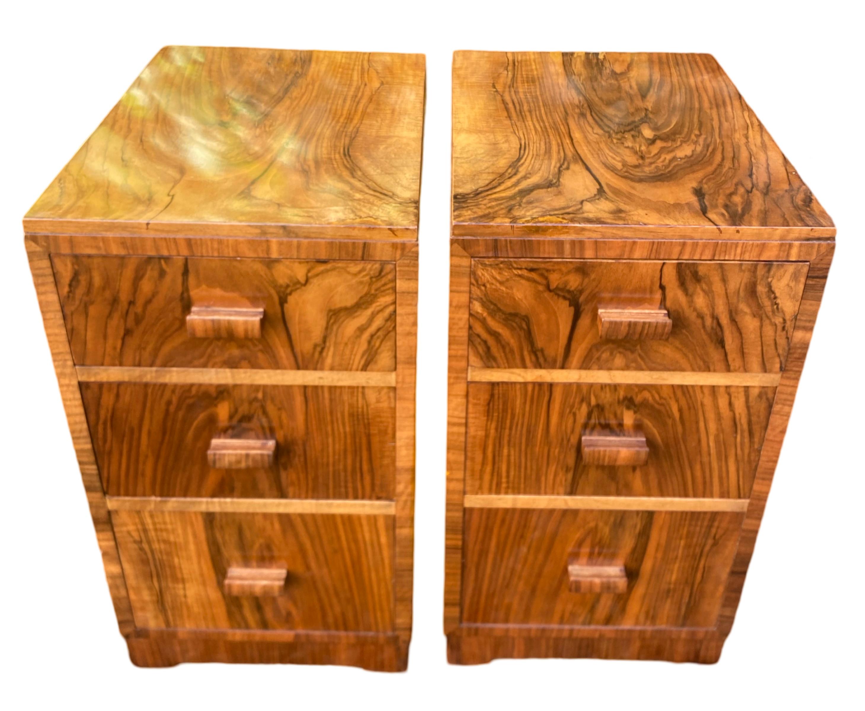 Pair of Art Deco Bedside Cabinets by Heals For Sale 3