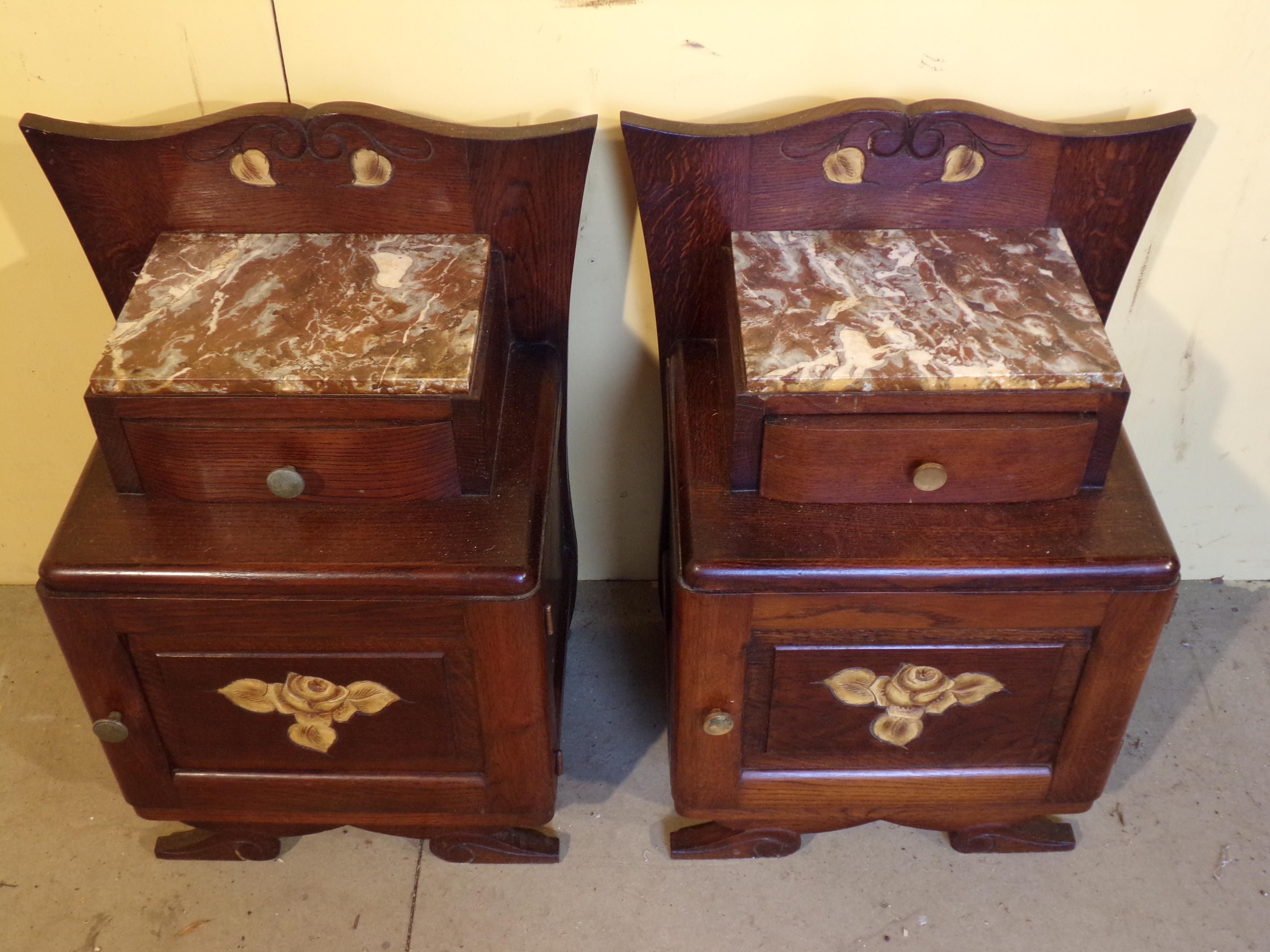 French Pair of Art Deco Bedside Cabinets For Sale