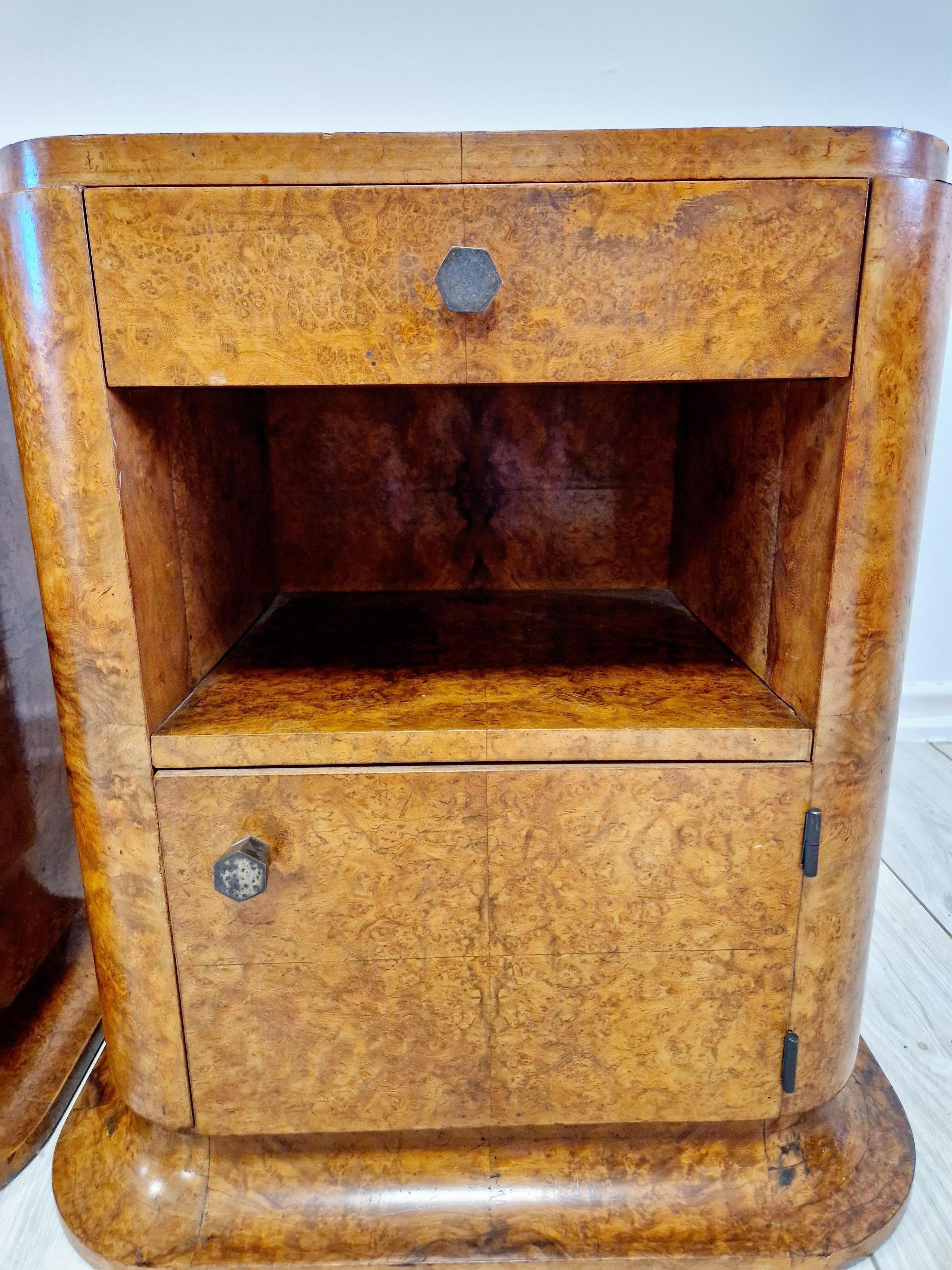 Pair of Art Deco Bedside Cabinets In Good Condition For Sale In Buxton, GB