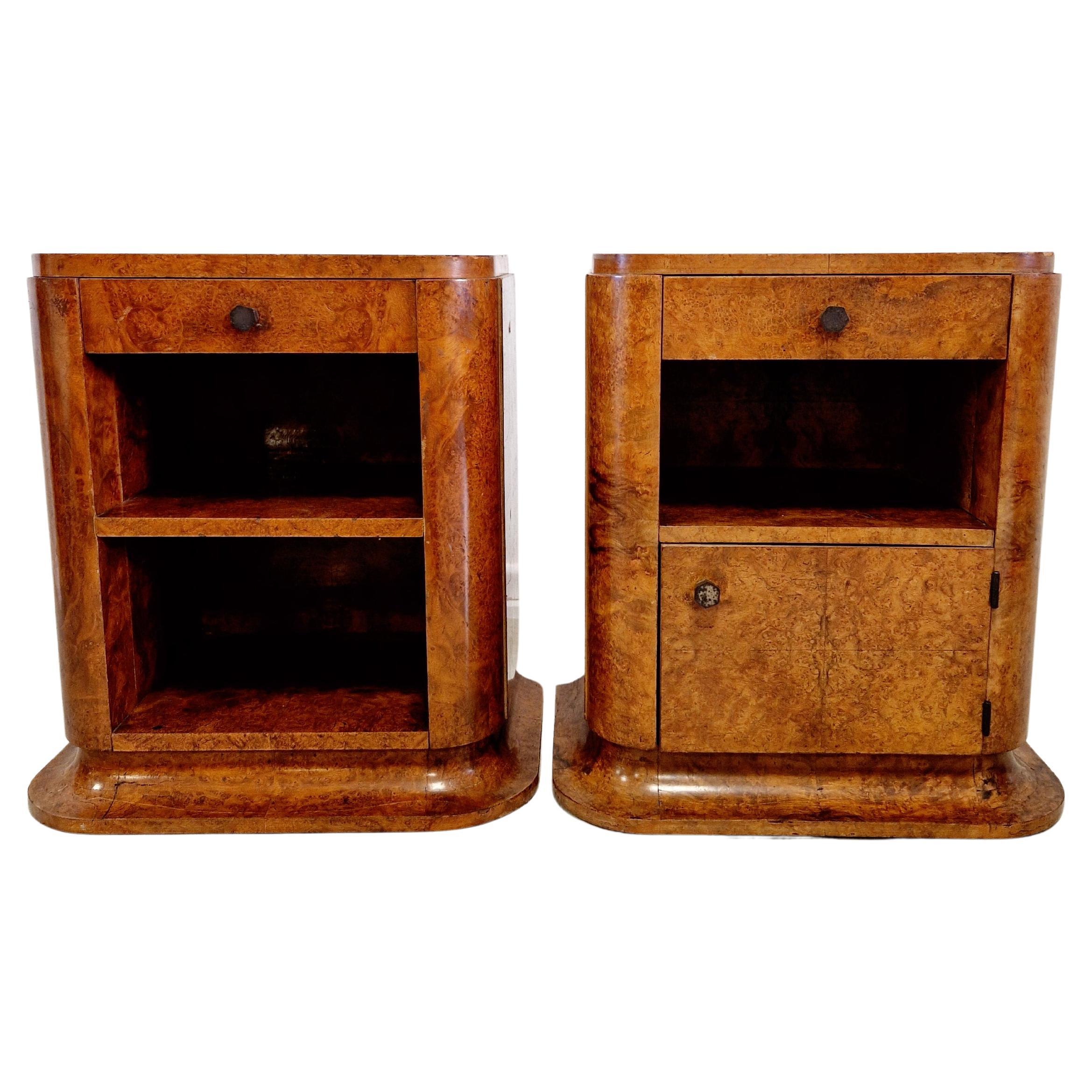 Pair of Art Deco Bedside Cabinets For Sale