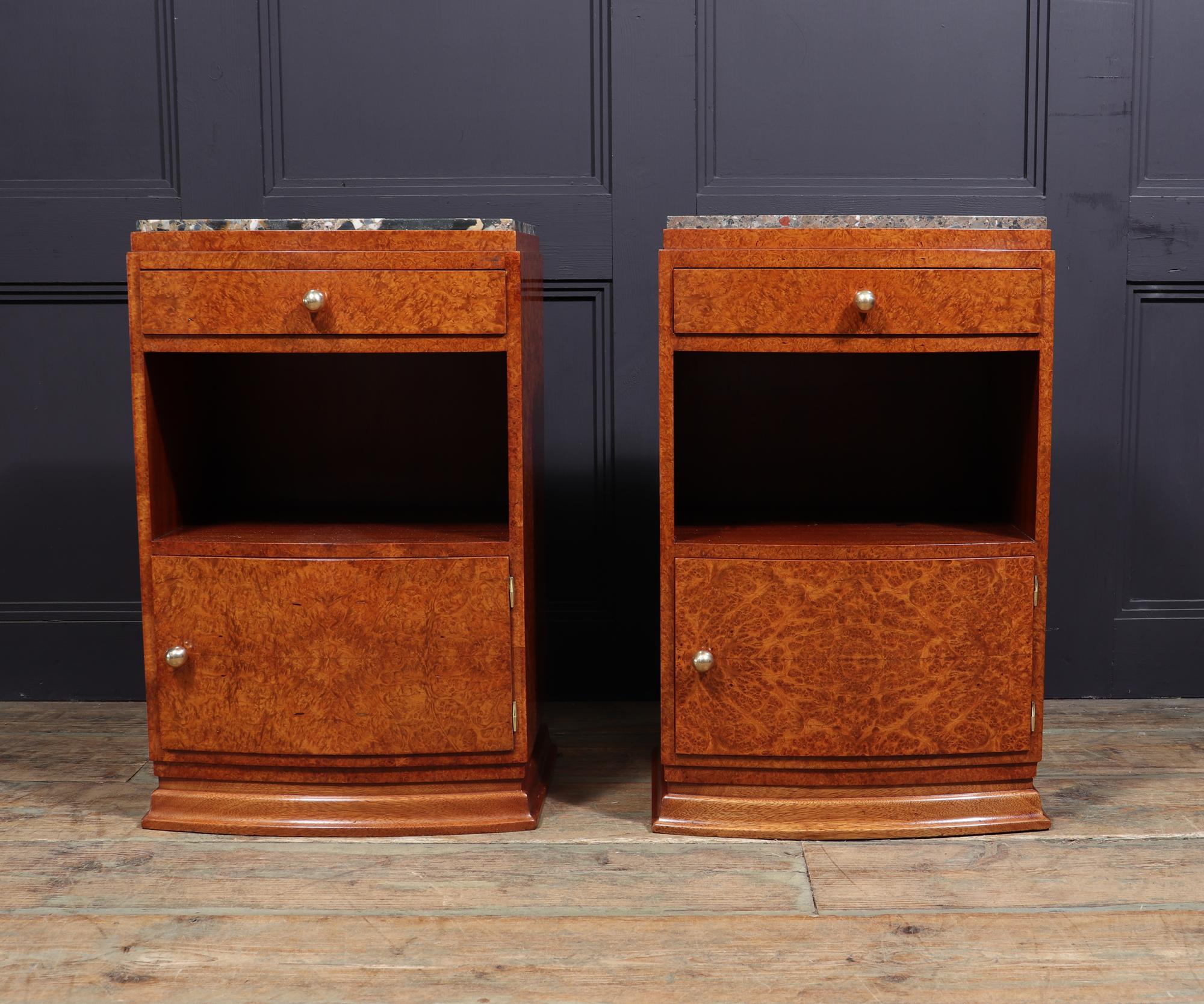 Pair of Art Deco Bedside Cabinets in Amboyna For Sale 7