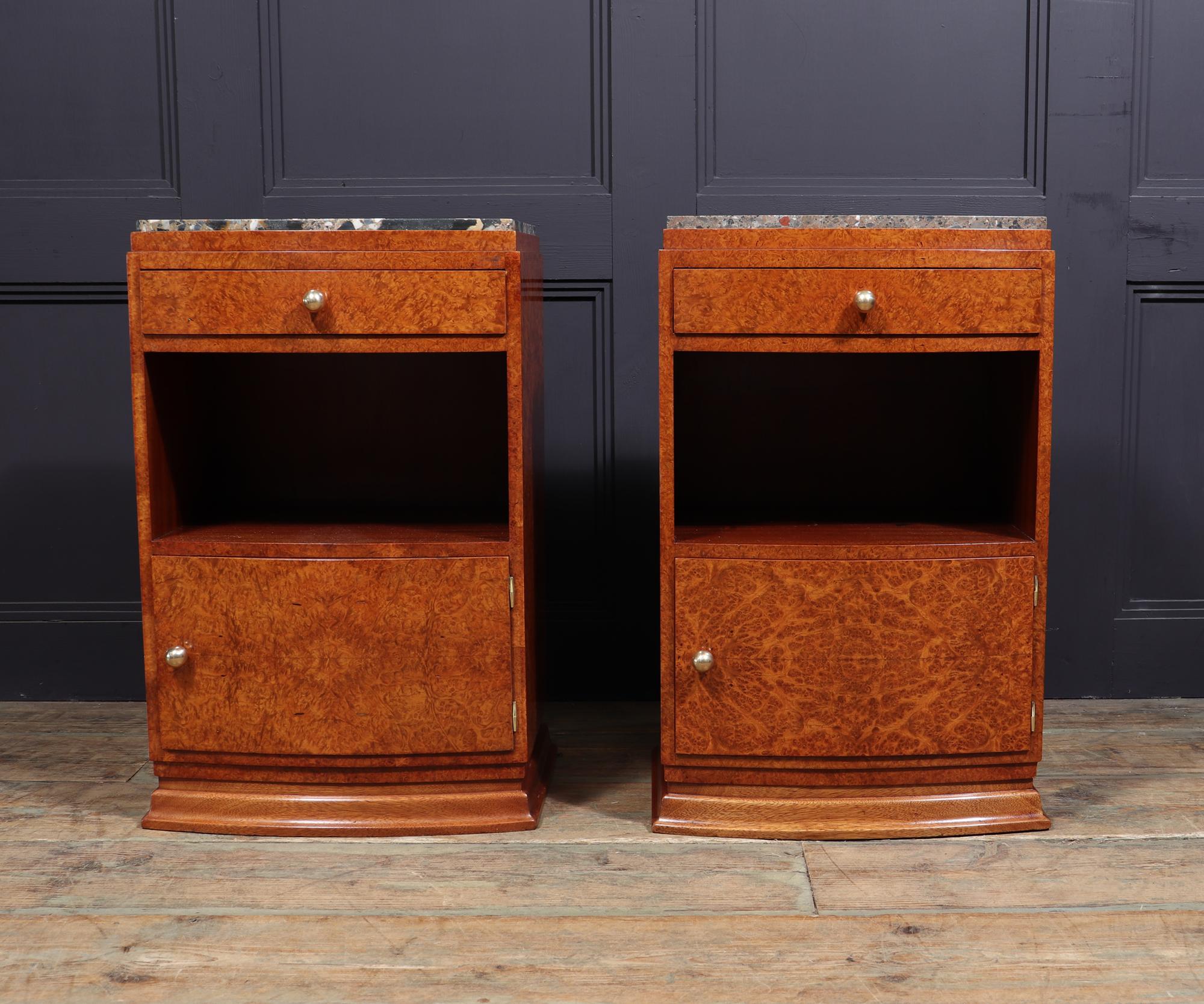 Pair of Art Deco Bedside Cabinets in Amboyna 7
