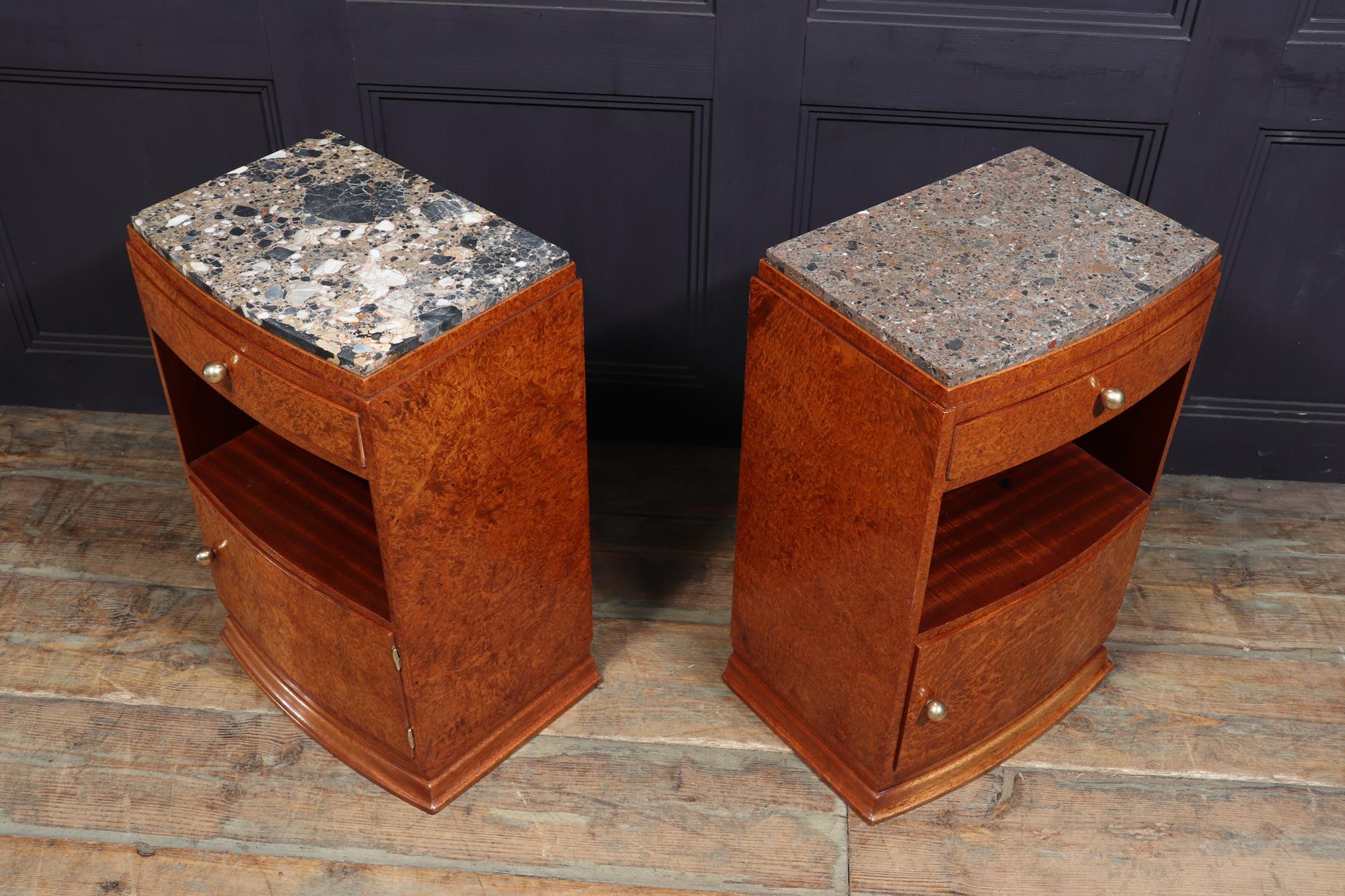 Pair of Art Deco Bedside Cabinets in Amboyna 1