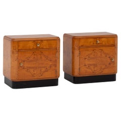 Pair of Art Deco Bedside Cabinets in Burlwood