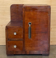 Pair of Art Deco Bedside Cabinets in Mahogany Veneer