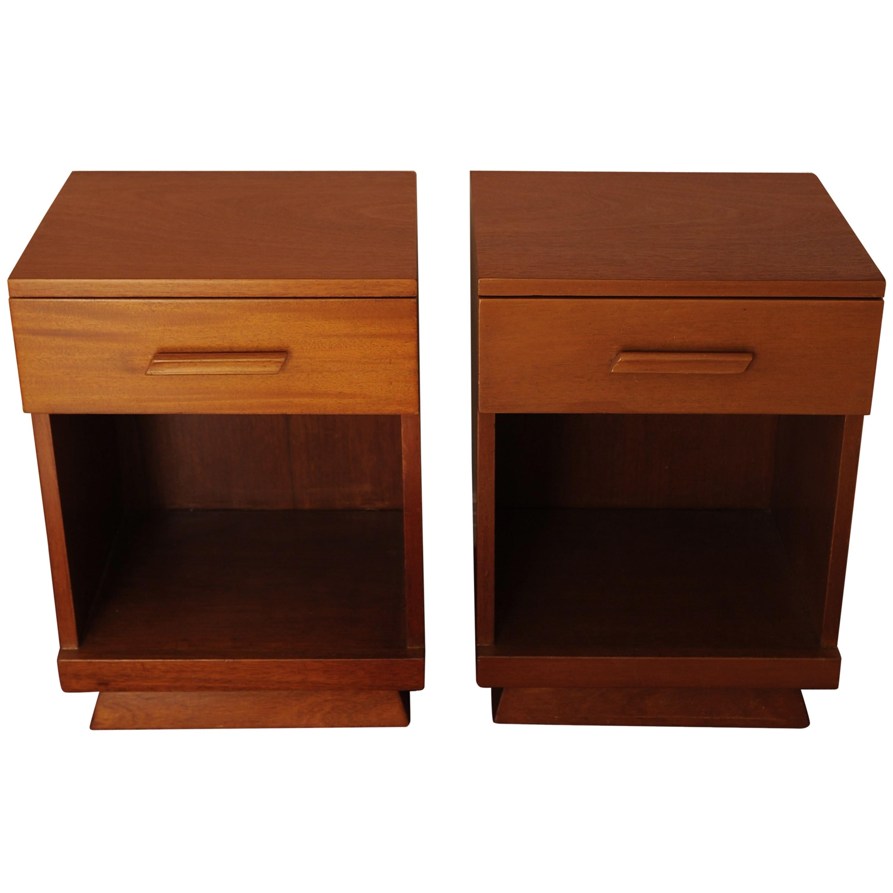 Pair of Art Deco Bedside Cabinets/Side Tables with Fitted Drawer over Open Shelf For Sale