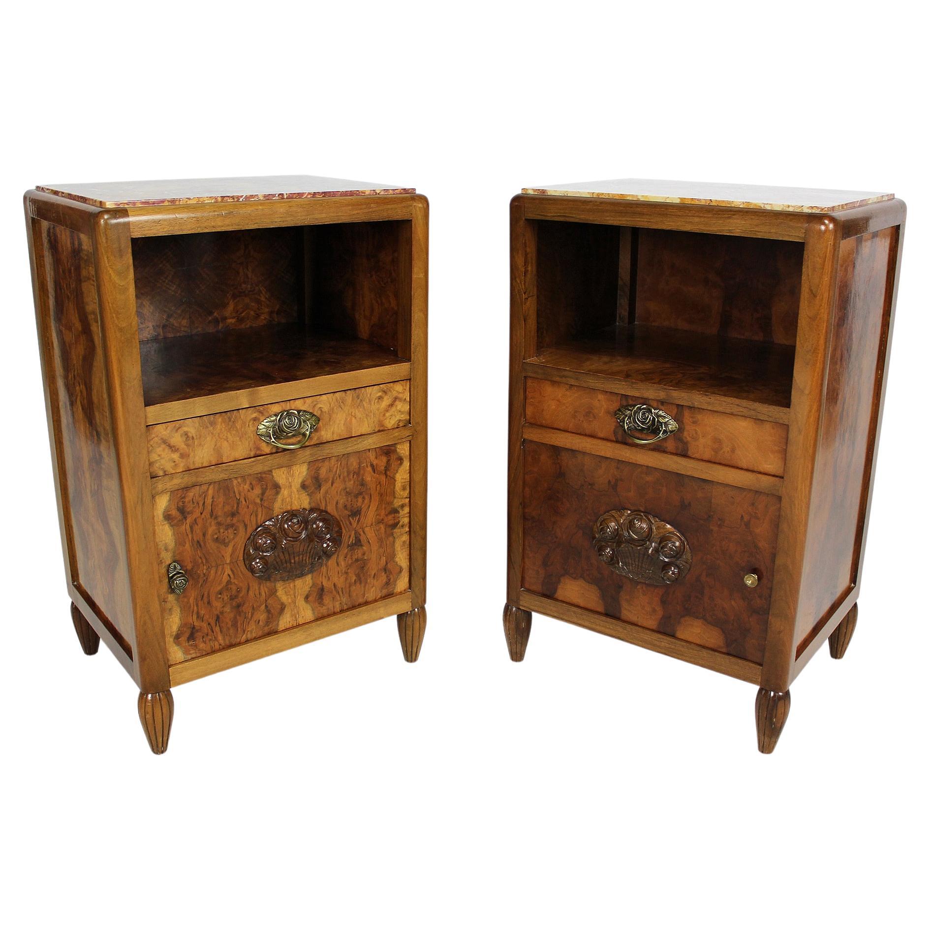 Pair of Art Deco Bedside Tables by Ateliers Gauthier-Poinsignon, circa 1920-1930 For Sale