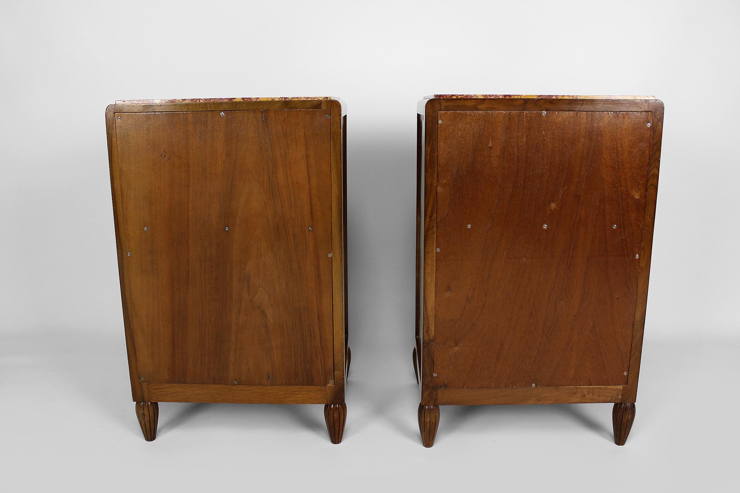Early 20th Century Pair of Art Deco Bedside Tables by Ateliers Gauthier-Poinsignon, circa 1920-1930 For Sale