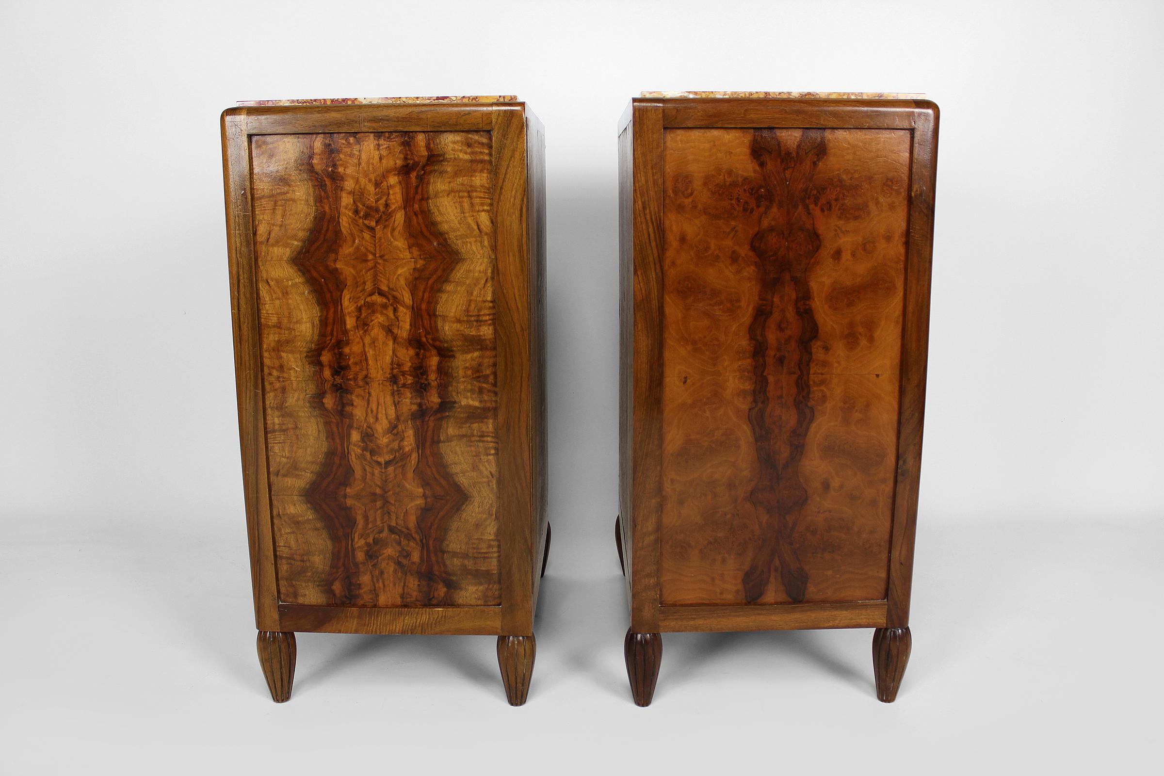 Bronze Pair of Art Deco Bedside Tables by Ateliers Gauthier-Poinsignon, circa 1920-1930 For Sale