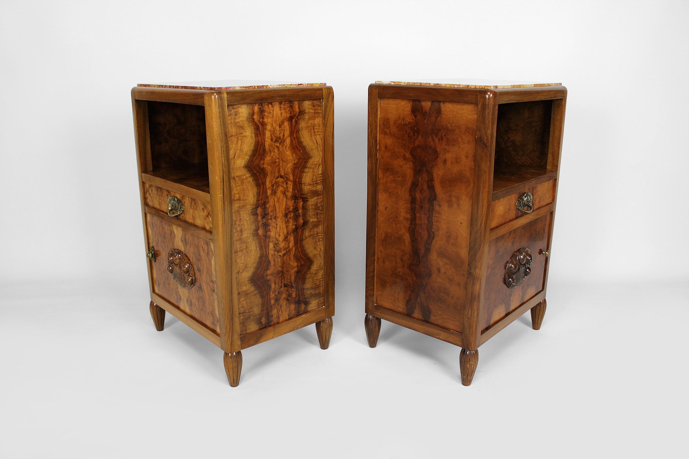 Pair of Art Deco Bedside Tables by Ateliers Gauthier-Poinsignon, circa 1920-1930 For Sale 1