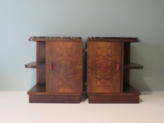 Pair of Art Deco Bedside Tables in Burlwood, Belgium 1930s