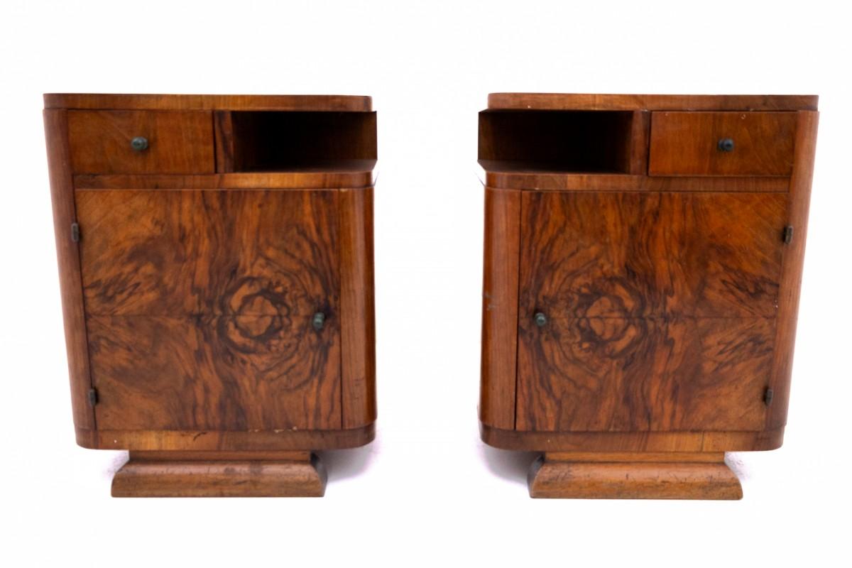 Polish Pair of Art Deco bedside tables, Poland, 1930s.