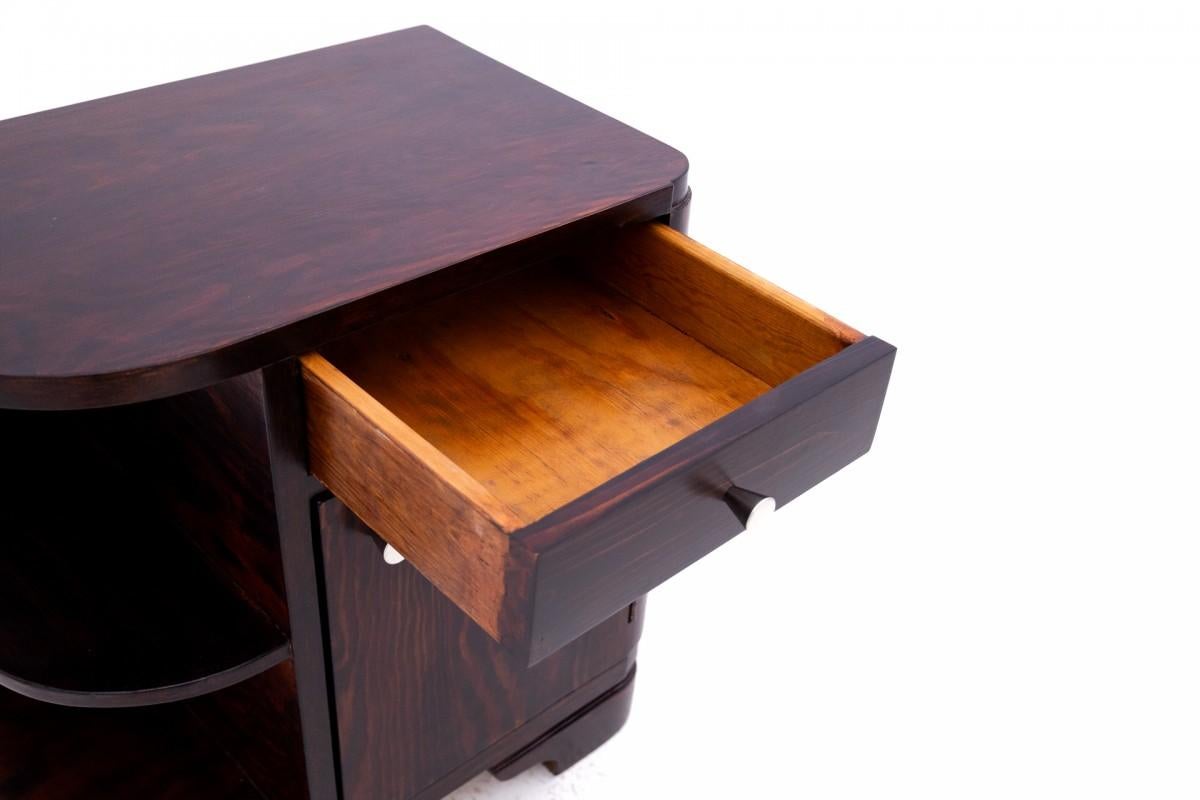 Wood Pair of Art Deco bedside tables, Poland, 1950s.