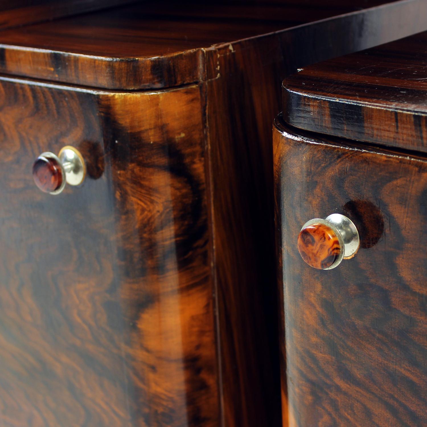 Pair Of Art Deco Bedside Tables With Faux Wood Graining, Czechoslovakia, 1940s For Sale 11
