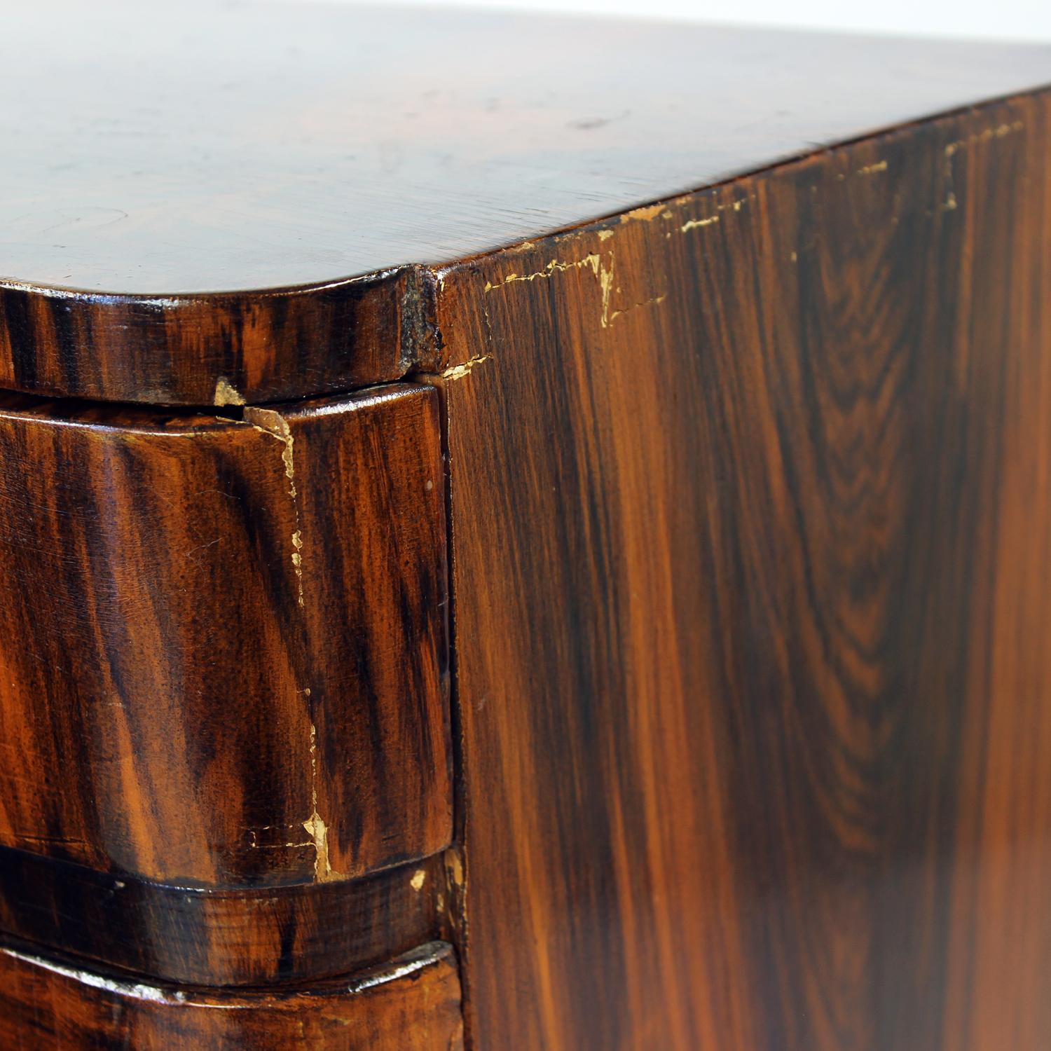 Pair Of Art Deco Bedside Tables With Faux Wood Graining, Czechoslovakia, 1940s For Sale 12