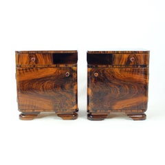 Pair Of Art Deco Bedside Tables With Faux Wood Graining, Czechoslovakia, 1940s