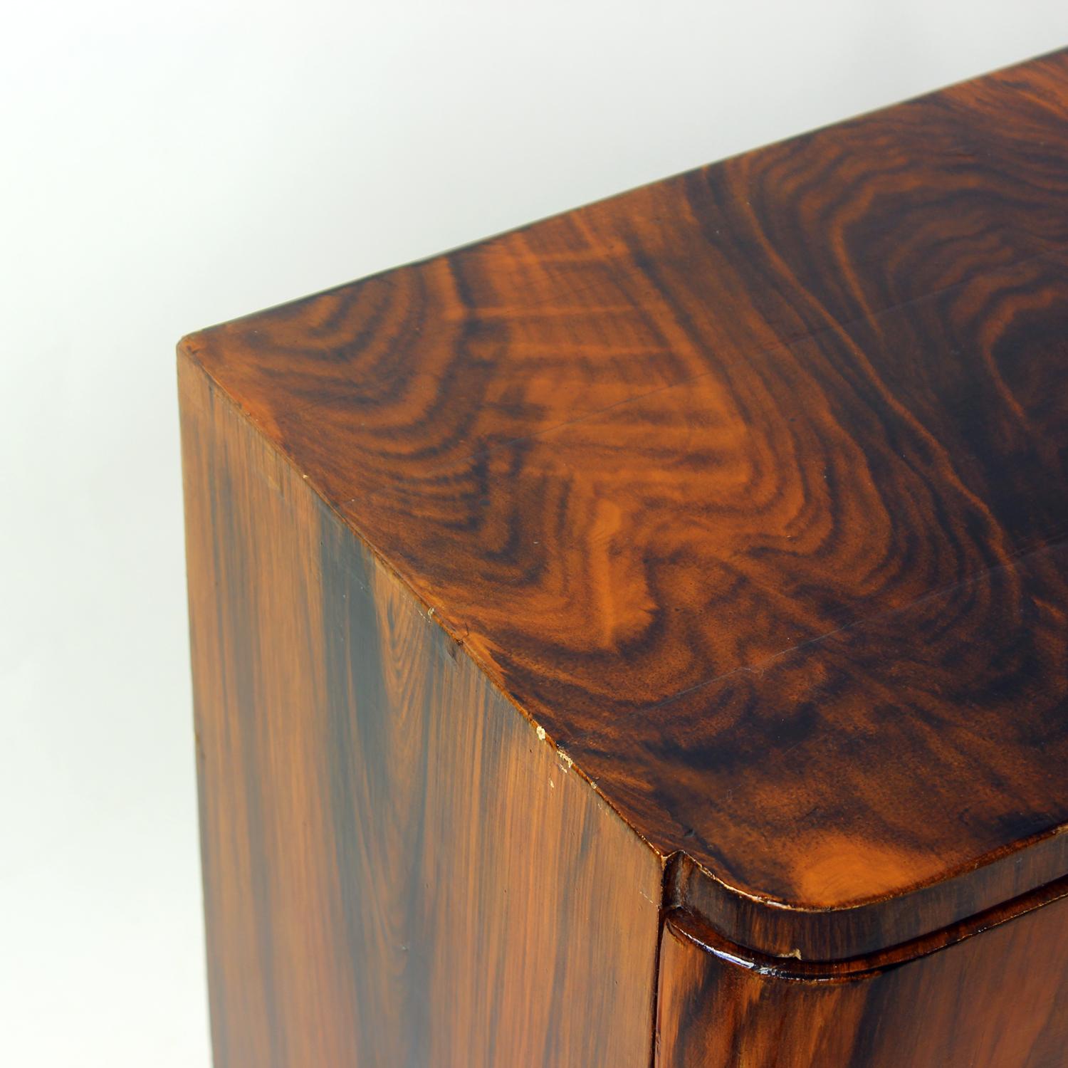 Pair Of Art Deco Bedside Tables With Faux Wood Graining, Czechoslovakia, 1940s For Sale 1