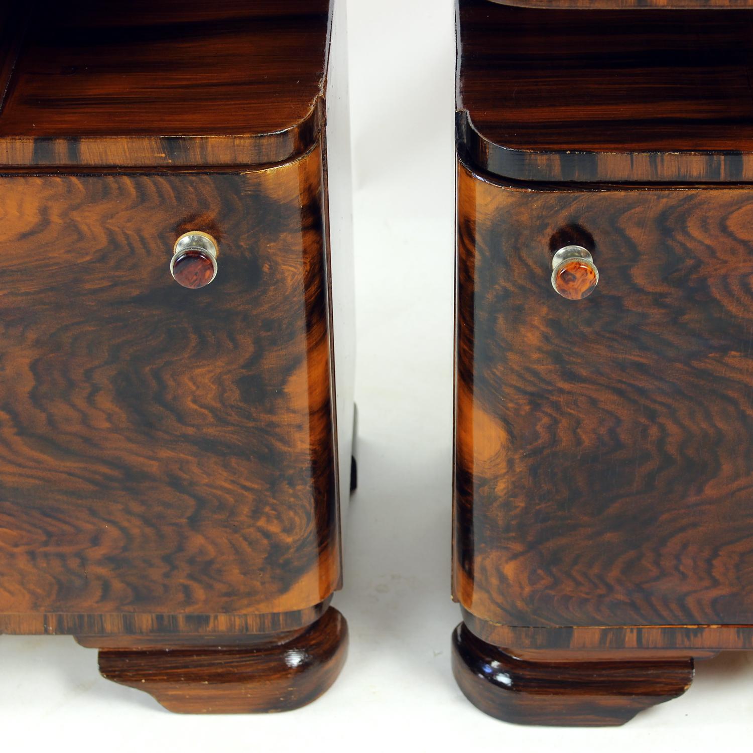 Pair Of Art Deco Bedside Tables With Faux Wood Graining, Czechoslovakia, 1940s For Sale 2