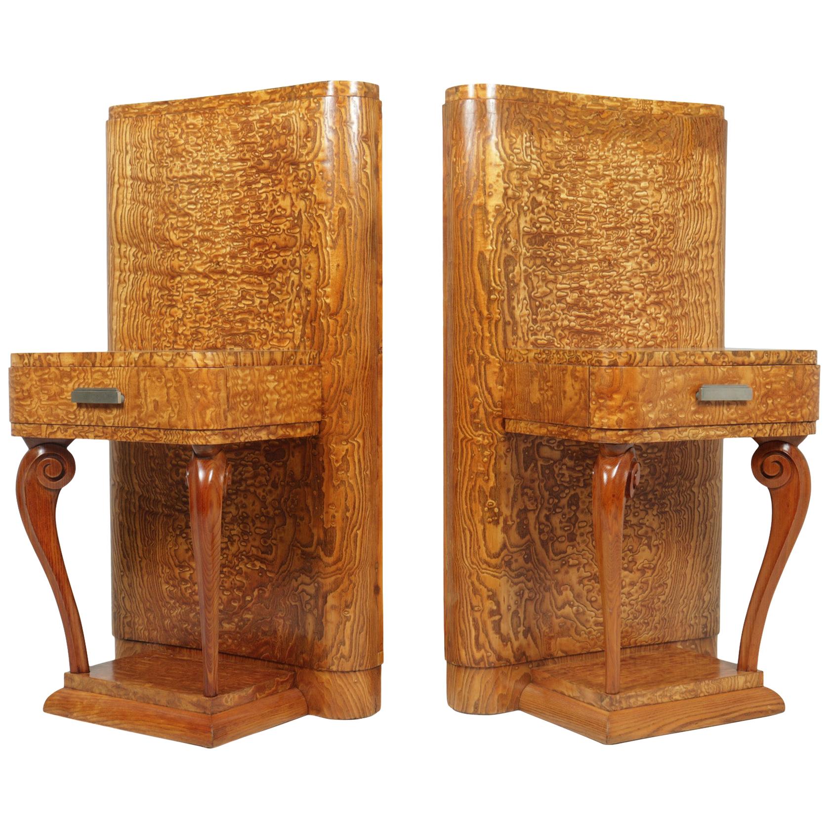 Pair of Art Deco Bedsides in Kato Ash, c1920