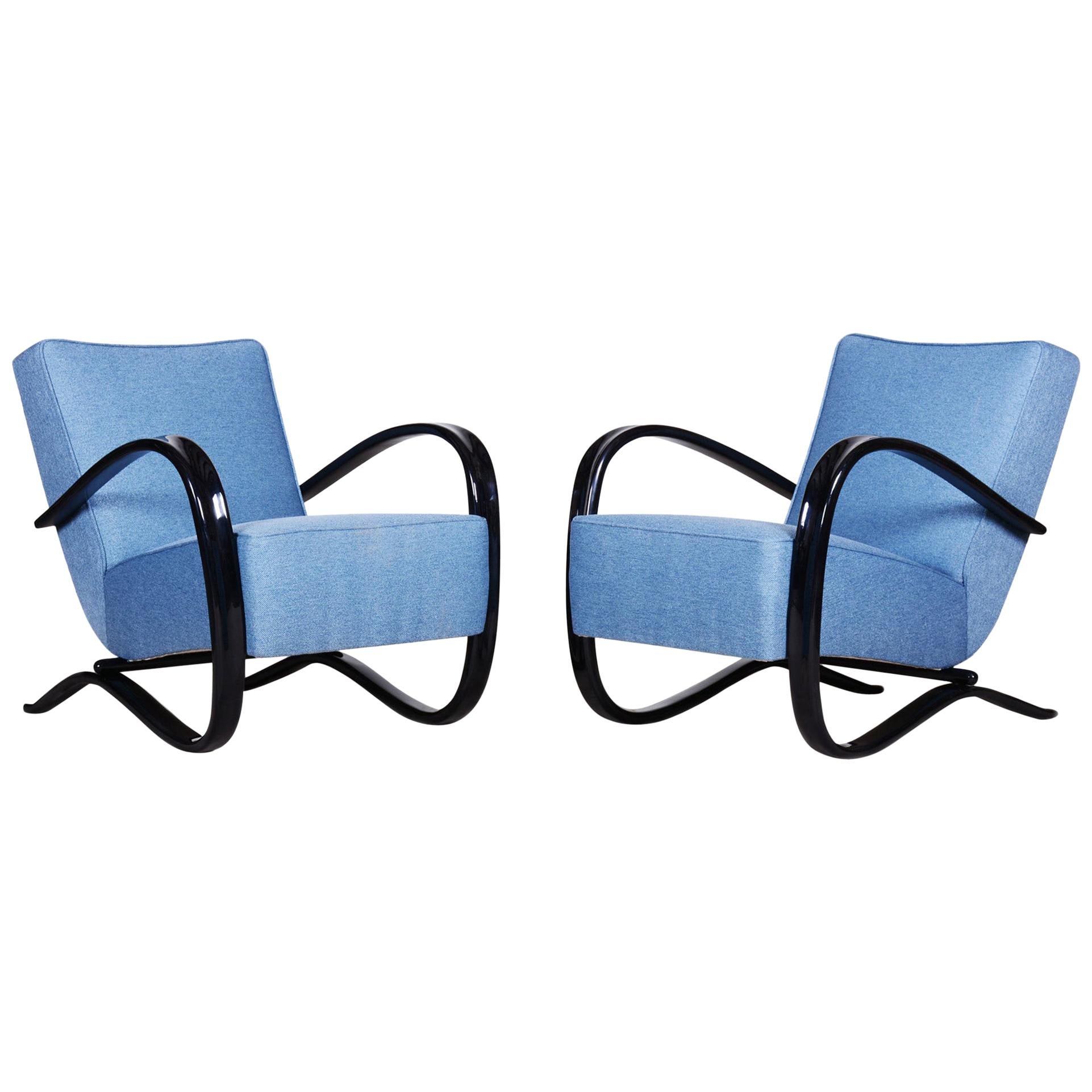 Pair of Art Deco Beech Armchairs from Czechoslovakia by Jindřich Halabala For Sale