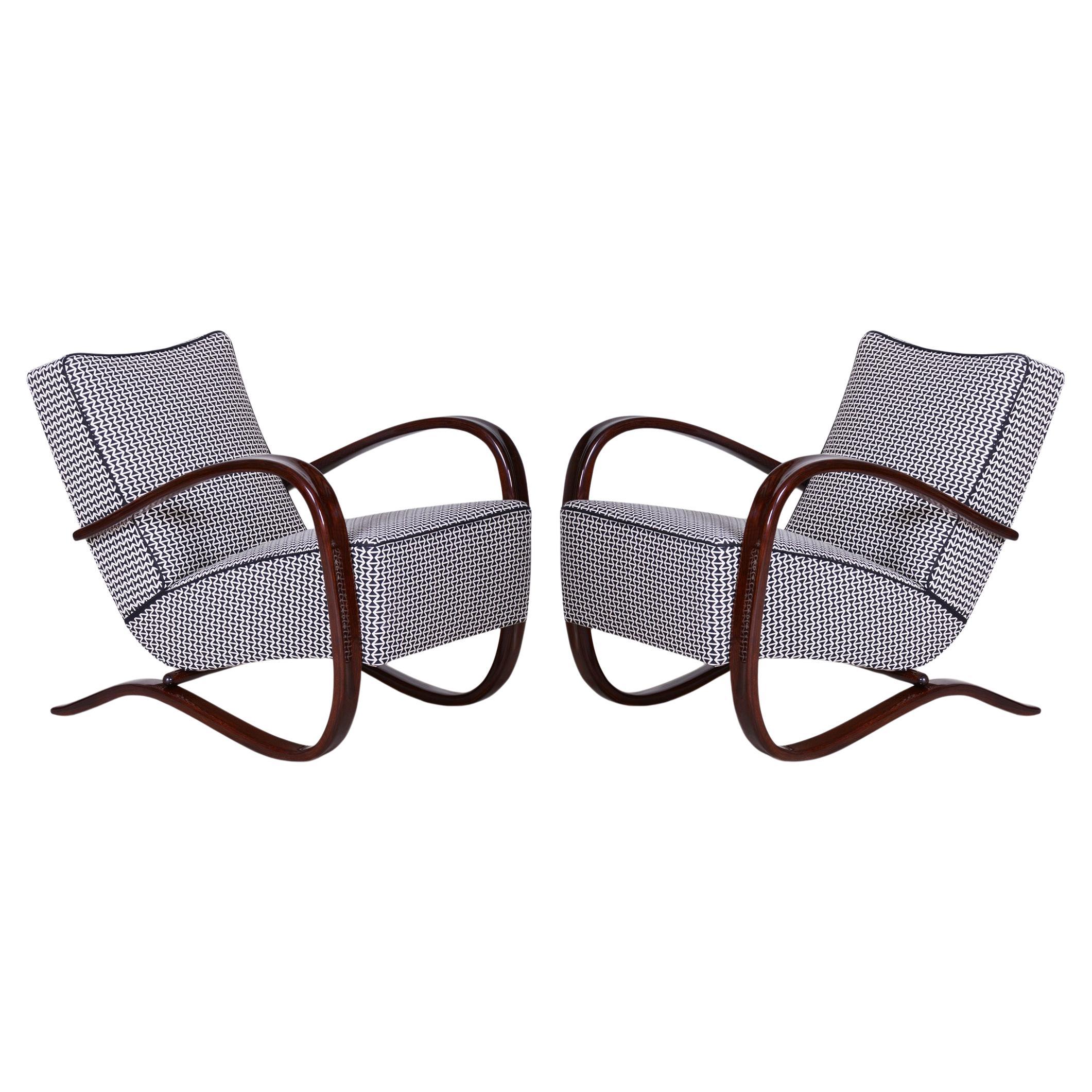 Paar Art-Déco-Sessel aus Buche H-269 Tschechoslowakei, Jindrich Halabala, 1930er Jahre im Angebot