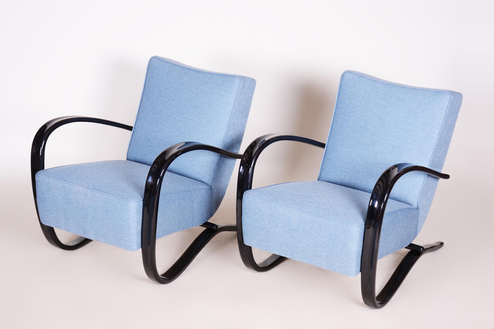 Paire de fauteuils Art Déco en hêtre de Tchécoslovaquie par Jindich Halabala en vente 5